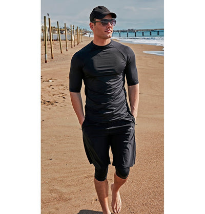 Modefa Swimsuit Men's Modest Swim Shorts - MS2401 Black