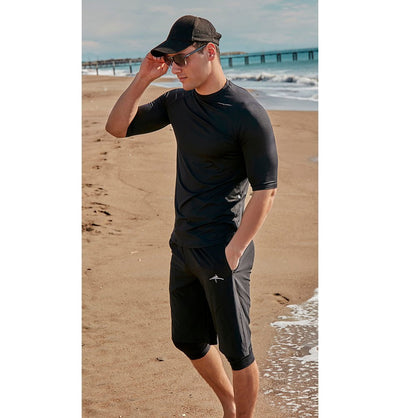 Modefa Swimsuit Men's Modest Swim Shorts - MS2401 Black