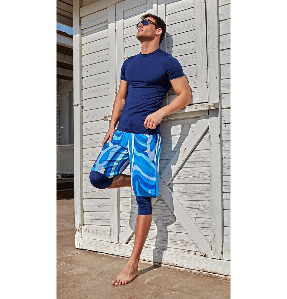 Modefa Swimsuit Men's Modest Swim Shorts - MS2409 Blue