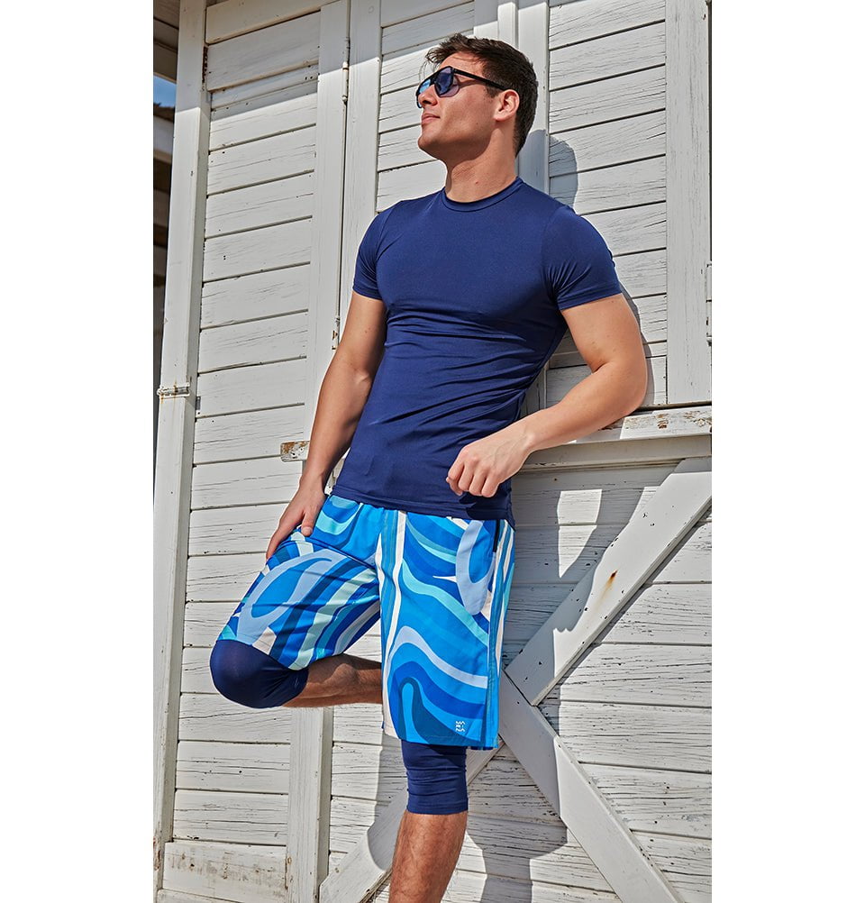 Modefa Swimsuit Men's Modest Swim Shorts - MS2409 Blue