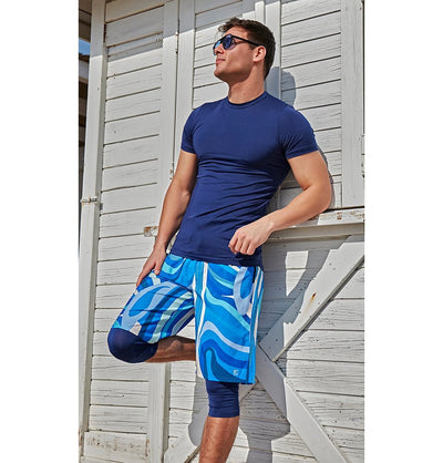 Modefa Swimsuit Men's Modest Swim Shorts - MS2409 Blue
