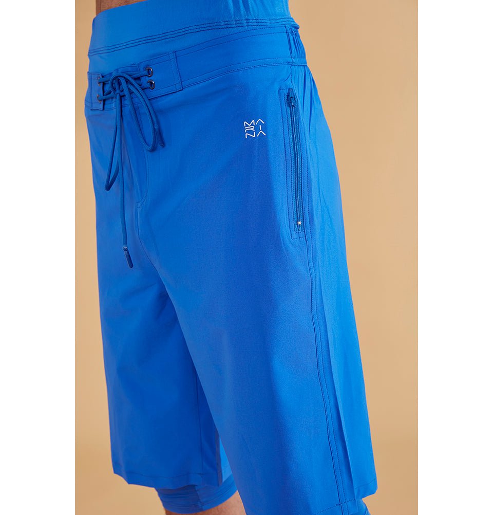 Modefa Swimsuit Men's Modest Swim Shorts - S2352 Simple Blue