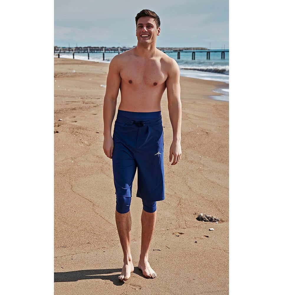 Modefa Swimsuit Men's Modest Swim Shorts - S2402 Nautical Blue