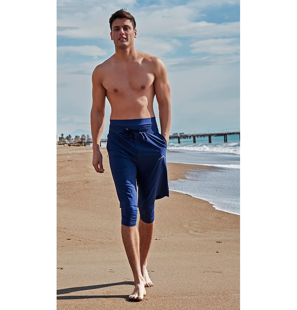 Modefa Swimsuit Men's Modest Swim Shorts - S2402 Nautical Blue