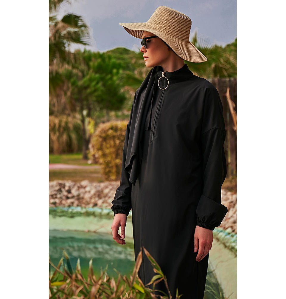 Modefa Swimsuit Two Piece Full Coverage Modest Swimsuit - M2402 Mediterranean Coast Black