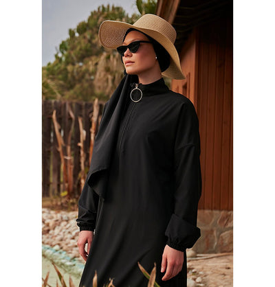 Modefa Swimsuit Two Piece Full Coverage Modest Swimsuit - M2402 Mediterranean Coast Black
