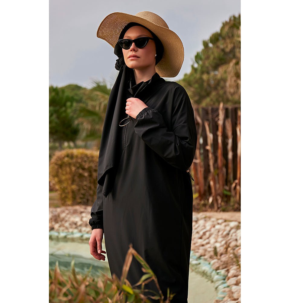Modefa Swimsuit Two Piece Full Coverage Modest Swimsuit - M2402 Mediterranean Coast Black