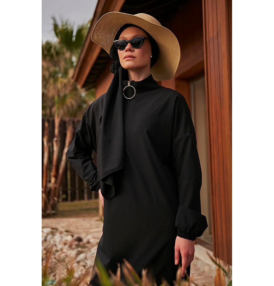 Modefa Swimsuit Two Piece Full Coverage Modest Swimsuit - M2402 Mediterranean Coast Black
