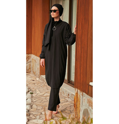 Modefa Swimsuit Two Piece Full Coverage Modest Swimsuit - M2402 Mediterranean Coast Black