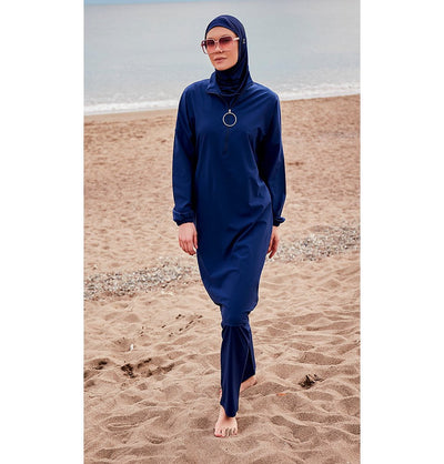 Modefa Swimsuit Two Piece Full Coverage Modest Swimsuit - M2403 Mediterranean Coast Navy Blue