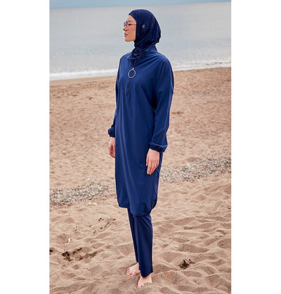 Modefa Swimsuit Two Piece Full Coverage Modest Swimsuit - M2403 Mediterranean Coast Navy Blue