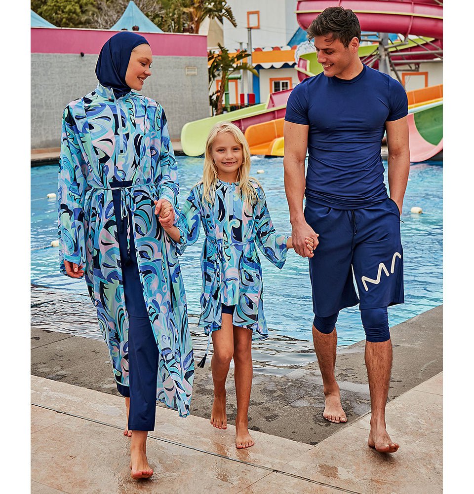 Modefa Swimsuit Women's Modest Cover Kaftan Kimono - MP2428 Blue