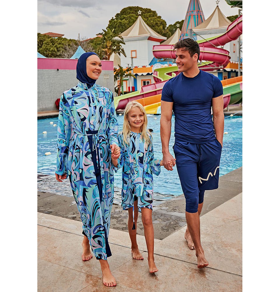 Modefa Swimsuit Women's Modest Cover Kaftan Kimono - MP2428 Blue