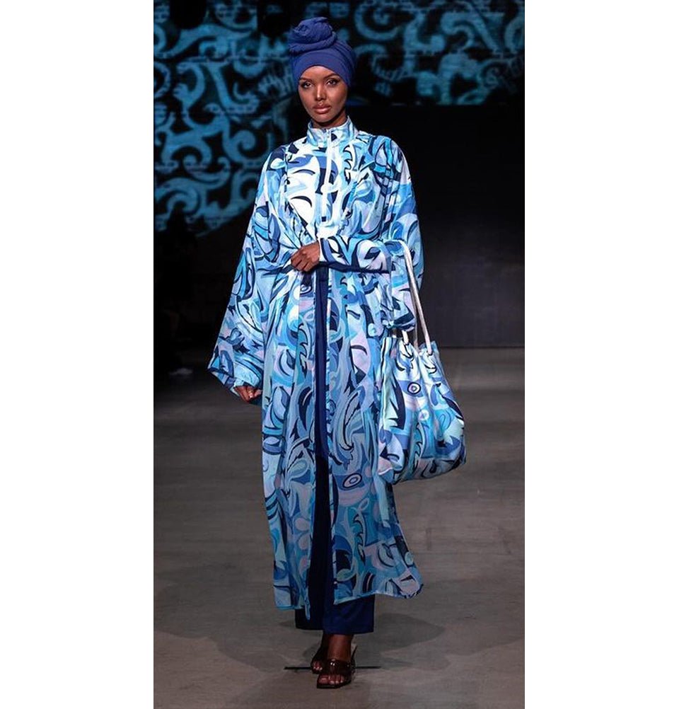 Modefa Swimsuit Women's Modest Cover Kaftan Kimono - MP2428 Blue