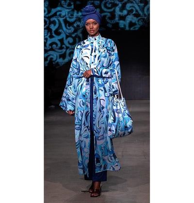 Modefa Swimsuit Women's Modest Cover Kaftan Kimono - MP2428 Blue