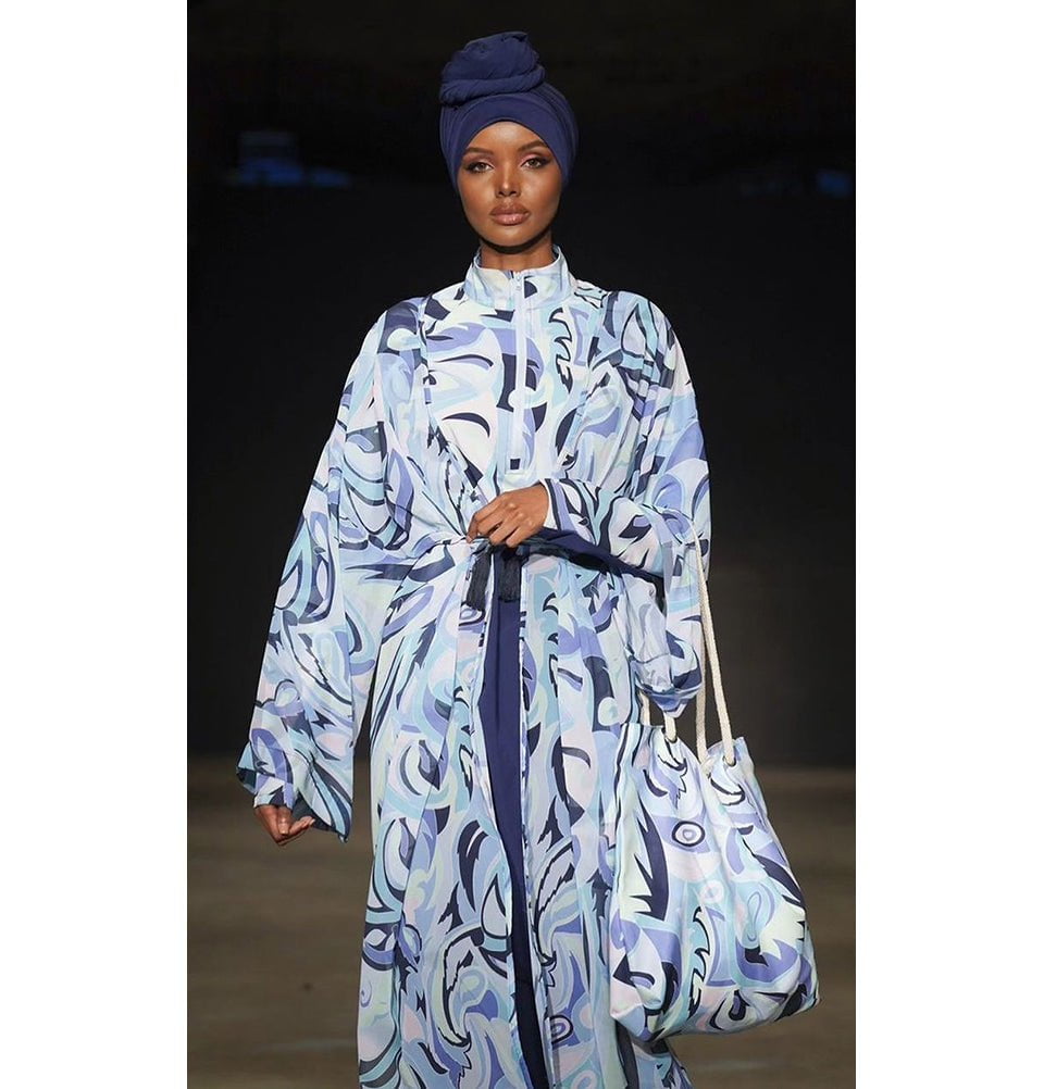 Modefa Swimsuit Women's Modest Cover Kaftan Kimono - MP2428 Blue