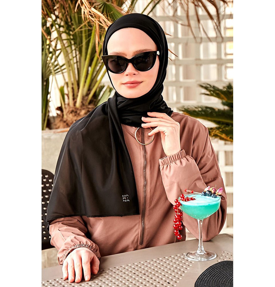 Modefa Swimsuit Women's Swim Cap Shawl Hijab - MB2401 Black