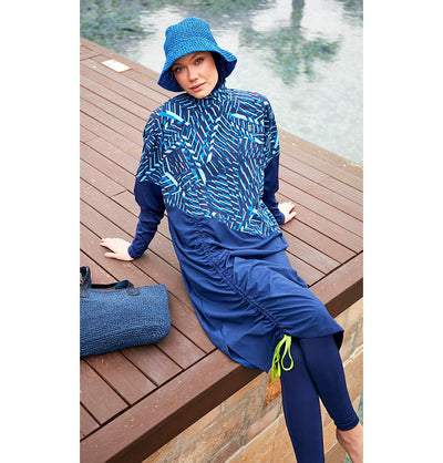 Modefa Swimsuit Women's Two Piece Full Coverage Modest Swimsuit - 25M2427 Blue