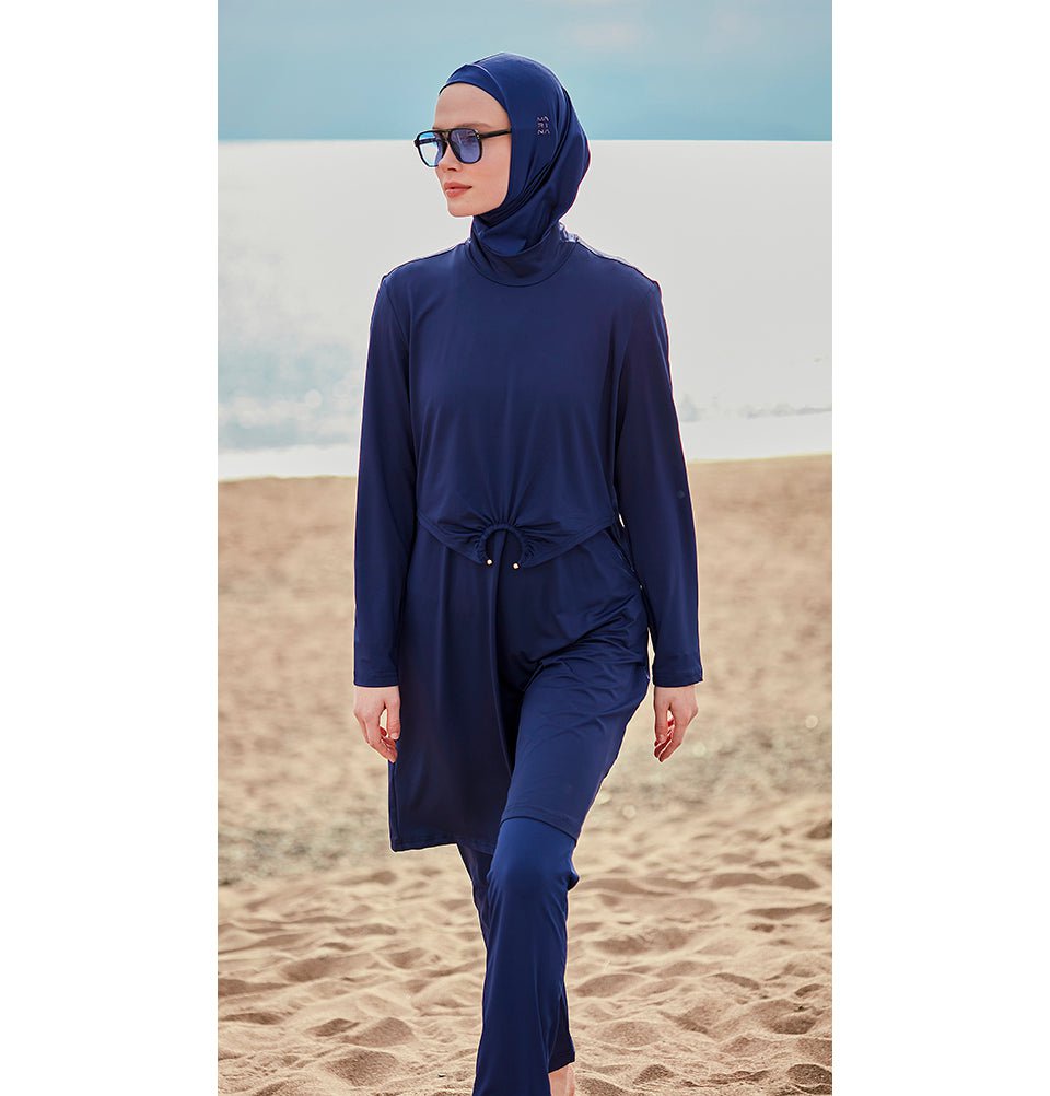 Modefa Swimsuit Women's Two Piece Full Coverage Modest Swimsuit - 25M2462 Blue