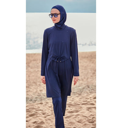Modefa Swimsuit Women's Two Piece Full Coverage Modest Swimsuit - 25M2462 Blue