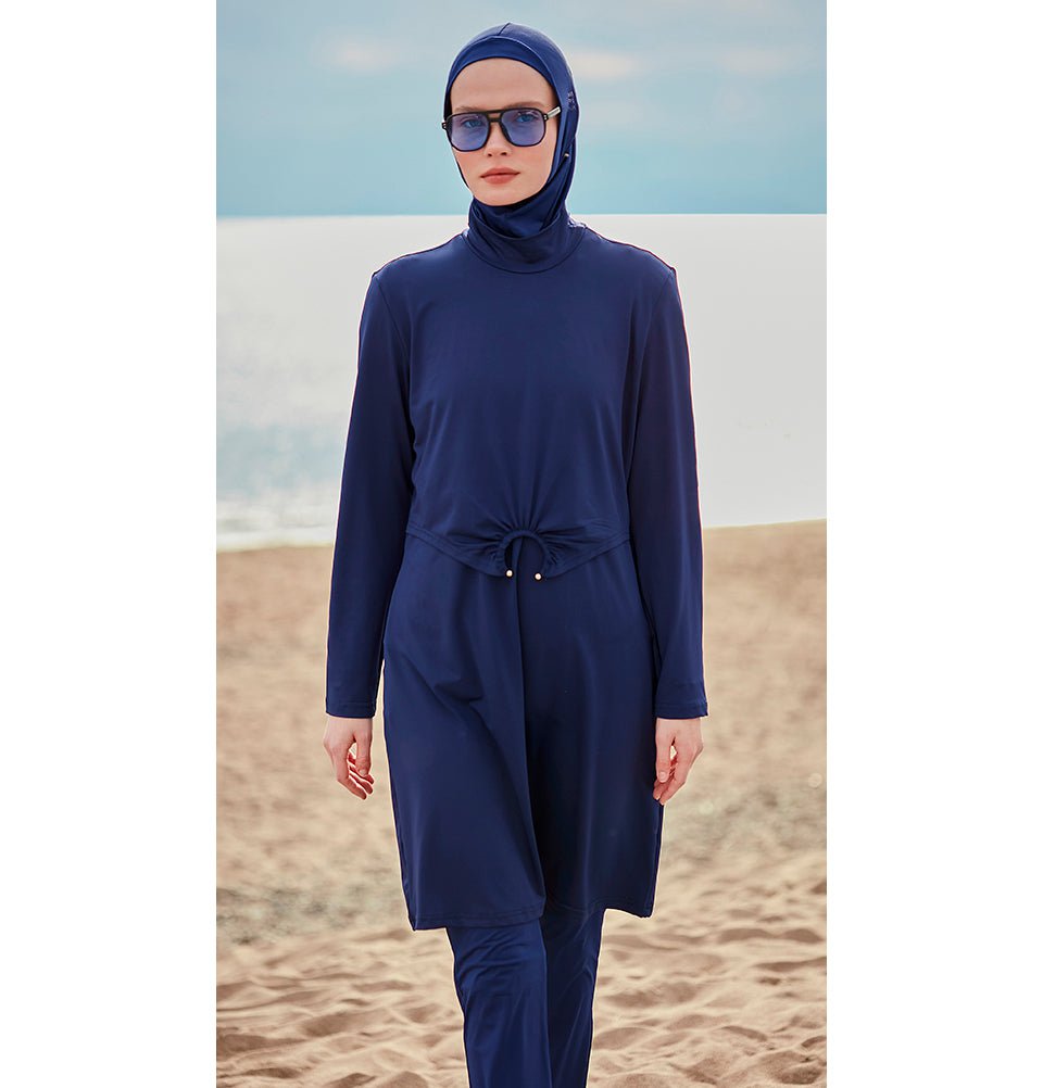 Modefa Swimsuit Women's Two Piece Full Coverage Modest Swimsuit - 25M2462 Blue