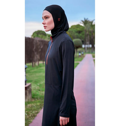 Modefa Swimsuit Women's Two Piece Full Coverage Modest Swimsuit - 25M2464 Black/Multicolor