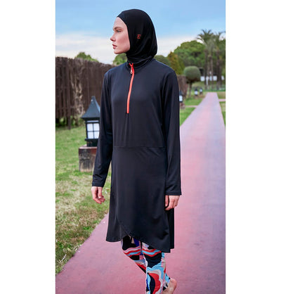 Modefa Swimsuit Women's Two Piece Full Coverage Modest Swimsuit - 25M2464 Black/Multicolor