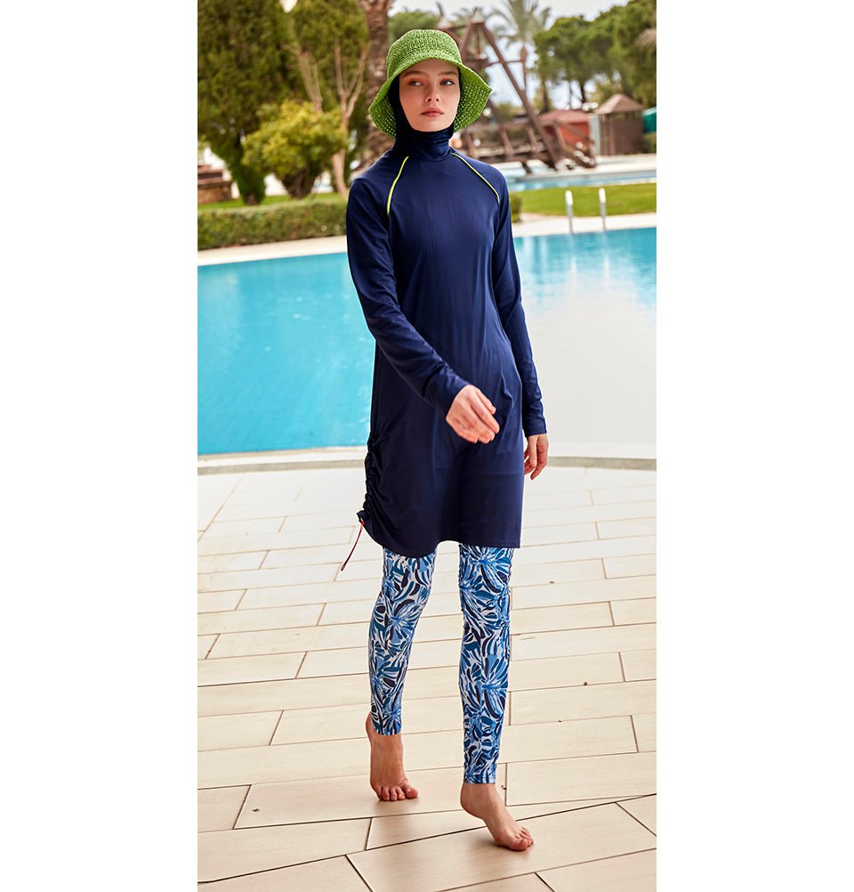 Modefa Swimsuit Women's Two Piece Full Coverage Modest Swimsuit - 25M2482 Blue