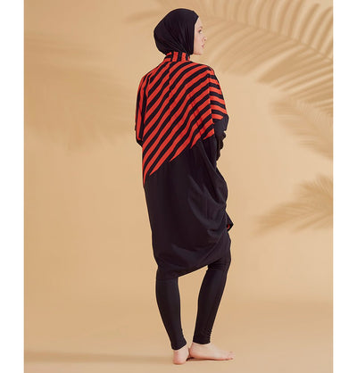 Modefa Swimsuit Women's Two Piece Full Coverage Modest Swimsuit - M2307 Asymmetrical Stripes