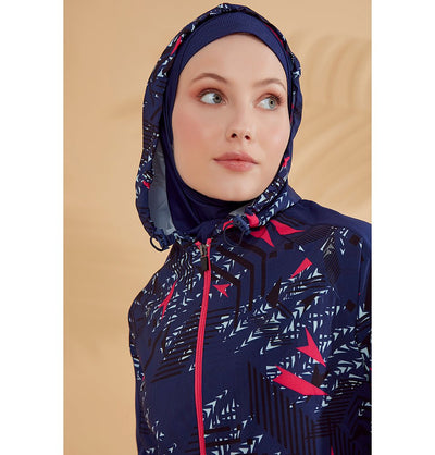 Modefa Swimsuit Women's Two Piece Full Coverage Modest Swimsuit - M2328 Geometric Navy