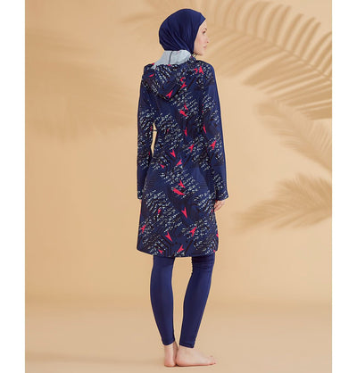 Modefa Swimsuit Women's Two Piece Full Coverage Modest Swimsuit - M2328 Geometric Navy