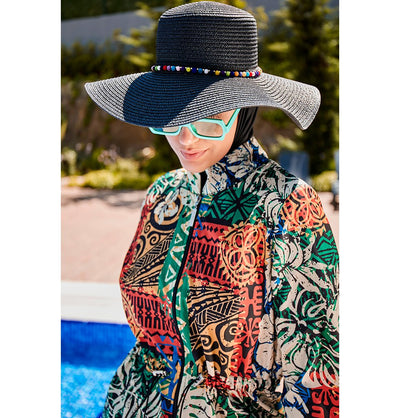 Modefa Swimsuit Women's Two Piece Full Coverage Modest Swimsuit - MR2301 Black/Multicolor