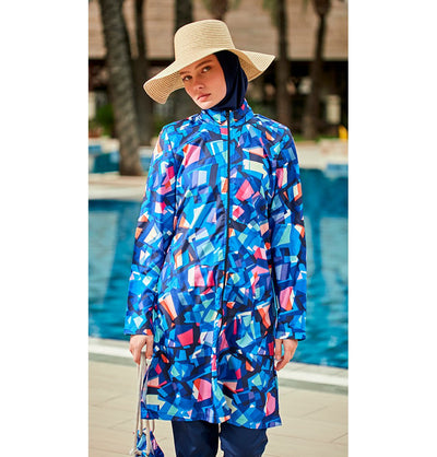 Modefa Swimsuit Women's Two Piece Full Coverage Modest Swimsuit - MR2405 - Blue