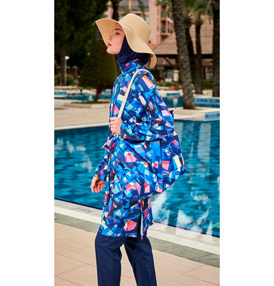 Modefa Swimsuit Women's Two Piece Full Coverage Modest Swimsuit - MR2405 - Blue