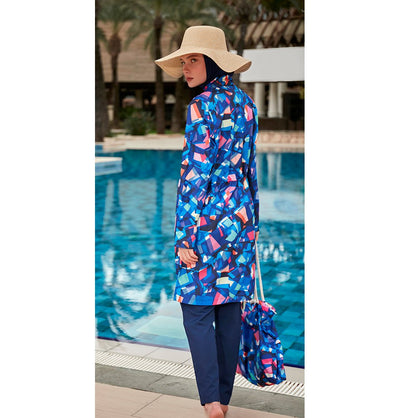 Modefa Swimsuit Women's Two Piece Full Coverage Modest Swimsuit - MR2405 - Blue