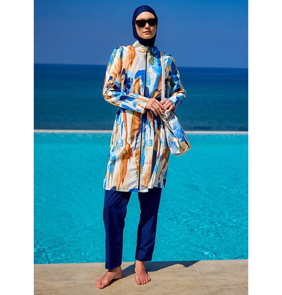 muslim swim dress Adabkini Sila Muslim 5-piece Long Burkini Swimsuit Islamic Full Cover Modest Swimwear Bathingsuit