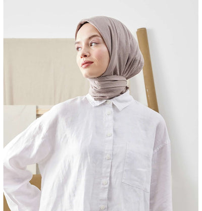 Modefa Taupe Bamboo Viscose Square Summer Hijab - Taupe