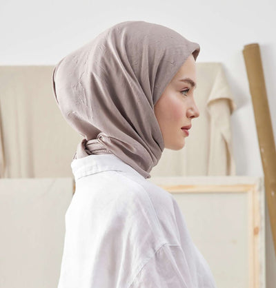 Modefa Taupe Bamboo Viscose Square Summer Hijab - Taupe