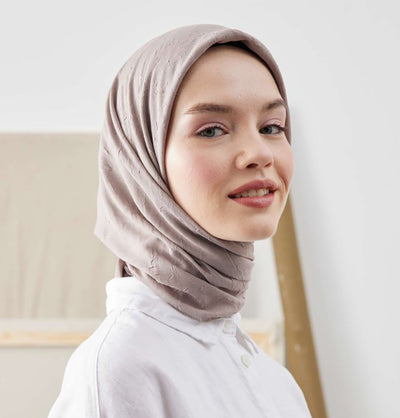 Modefa Taupe Bamboo Viscose Square Summer Hijab - Taupe