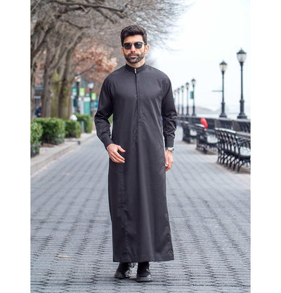 Modefa Thobe 54 XL Men's Full Length Islamic Thobe 107 - Sleek Midnight Black