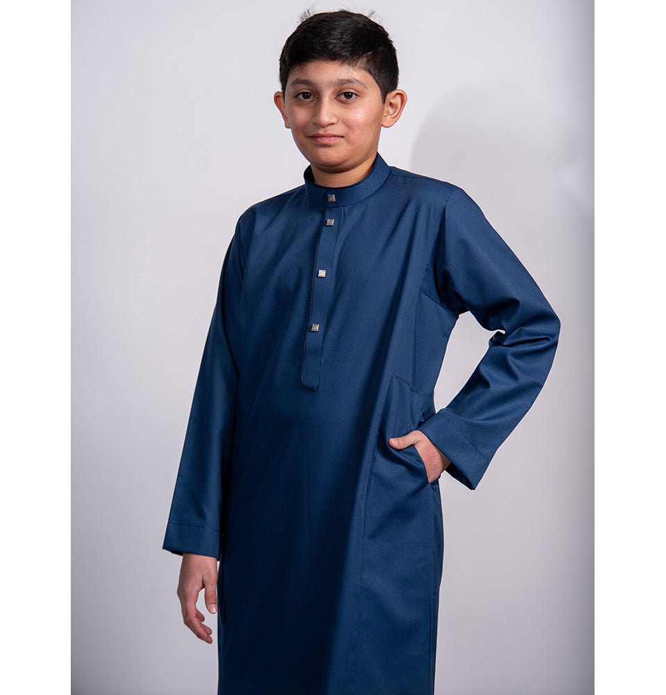 Thobe Display Boy’s Full Length Islamic Thobe 203 - Classic Blue