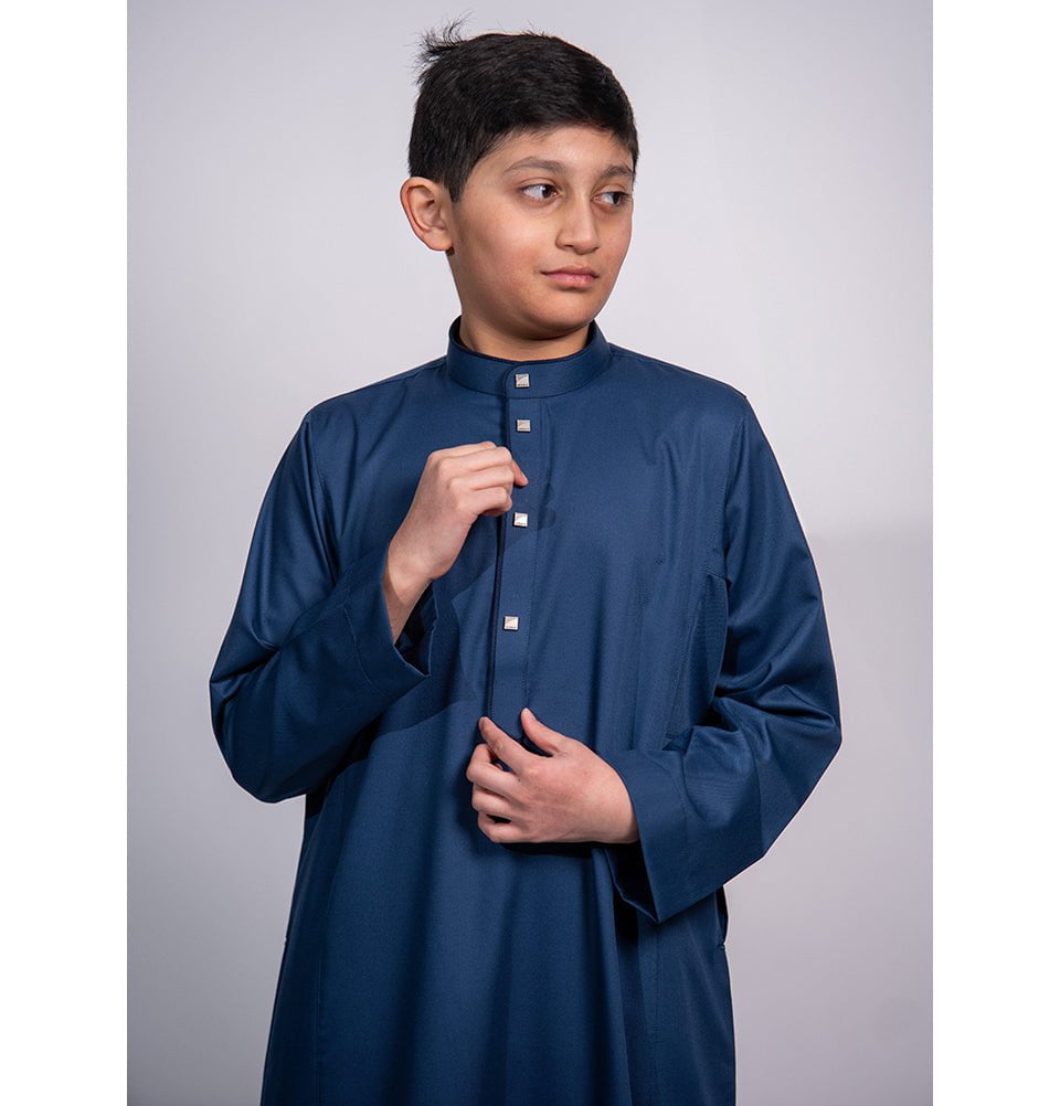 Modefa Thobe Boy’s Full Length Islamic Thobe 203 - Classic Blue