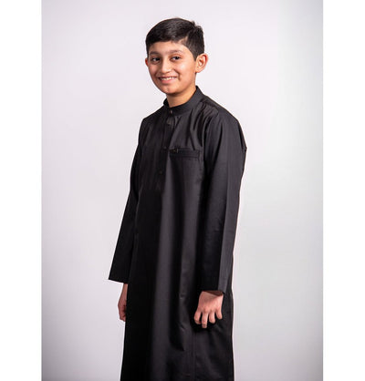 Modefa Thobe Boy’s Full Length Islamic Thobe 205 - Bold Black