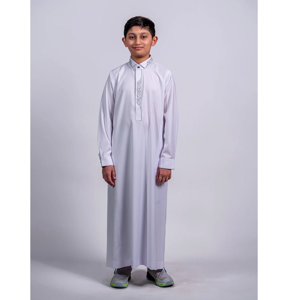 Modefa Thobe Boy’s Full Length Islamic Thobe 214 - Diwani White