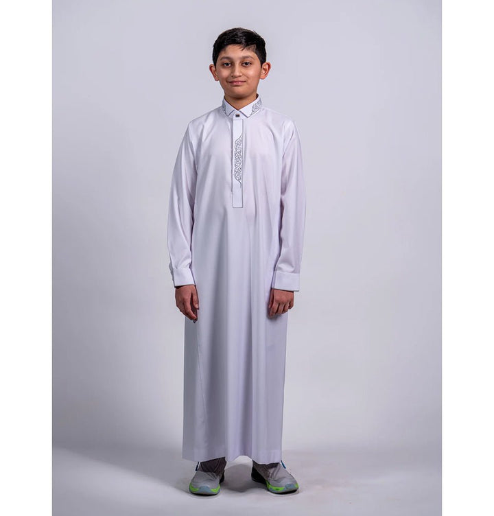Boy's Full Length Islamic Thobe 214 - Diwani White