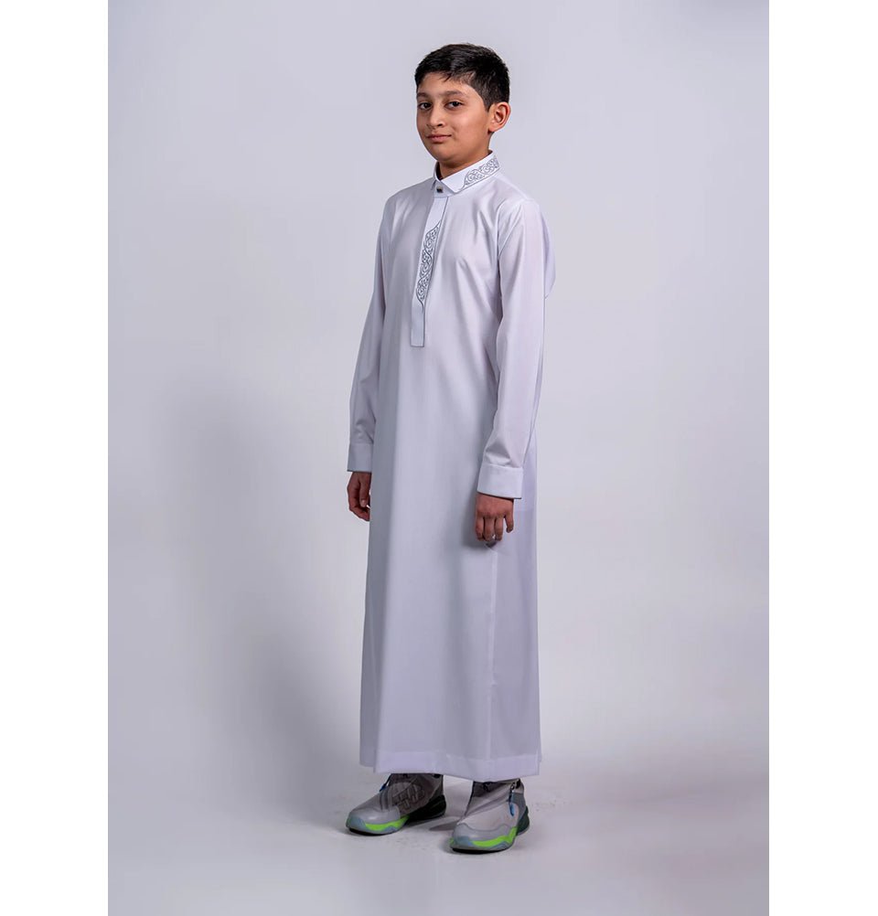 Modefa Thobe Boy’s Full Length Islamic Thobe 214 - Diwani White