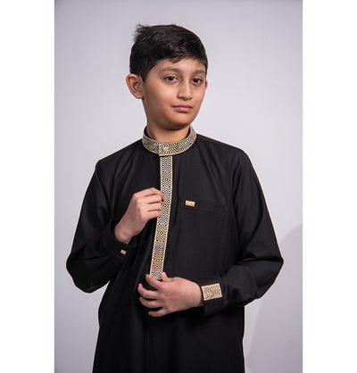 Modefa Thobe Boy’s Full Length Islamic Thobe 215 - Berber Black