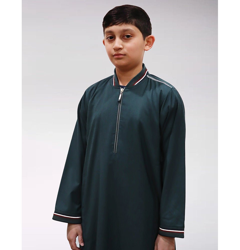 Modefa Thobe Boy's Full Length Islamic Thobe 220 - Pilot Green
