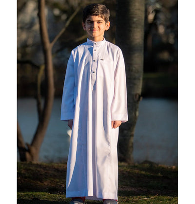 Modefa Thobe Boy's Full Length Long Sleeve Islamic Thobe - 110 White