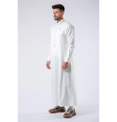 Modefa Thobe Men's Casual Full Length Islamic Thobe AAR2405 Urban White